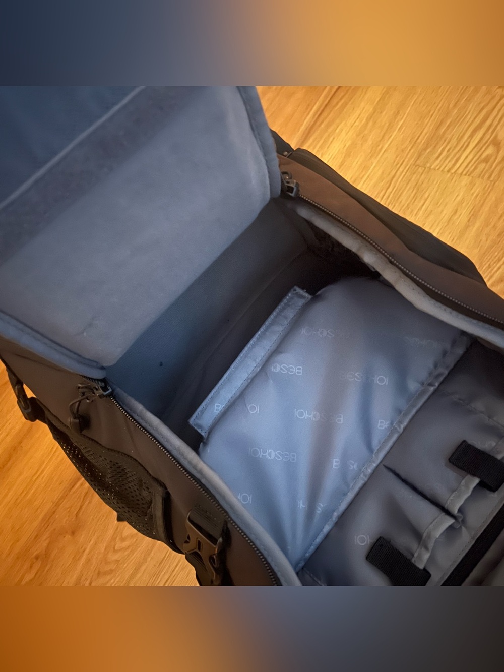 Large Beschoi Waterproof Camera Backpack Bag NEW with Tags NWT gray black - Picture 6 of 7